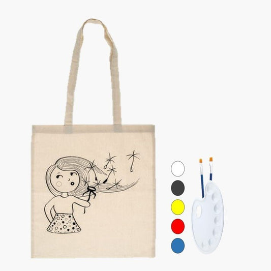 Set de pictat sacosica din in natur - Fetita