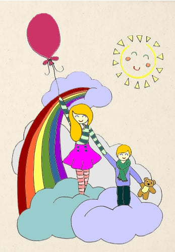 Set de pictat sacosica din in natur Mama si Fiu