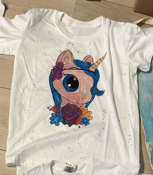 Tricou copii  pictat manual Unicorn